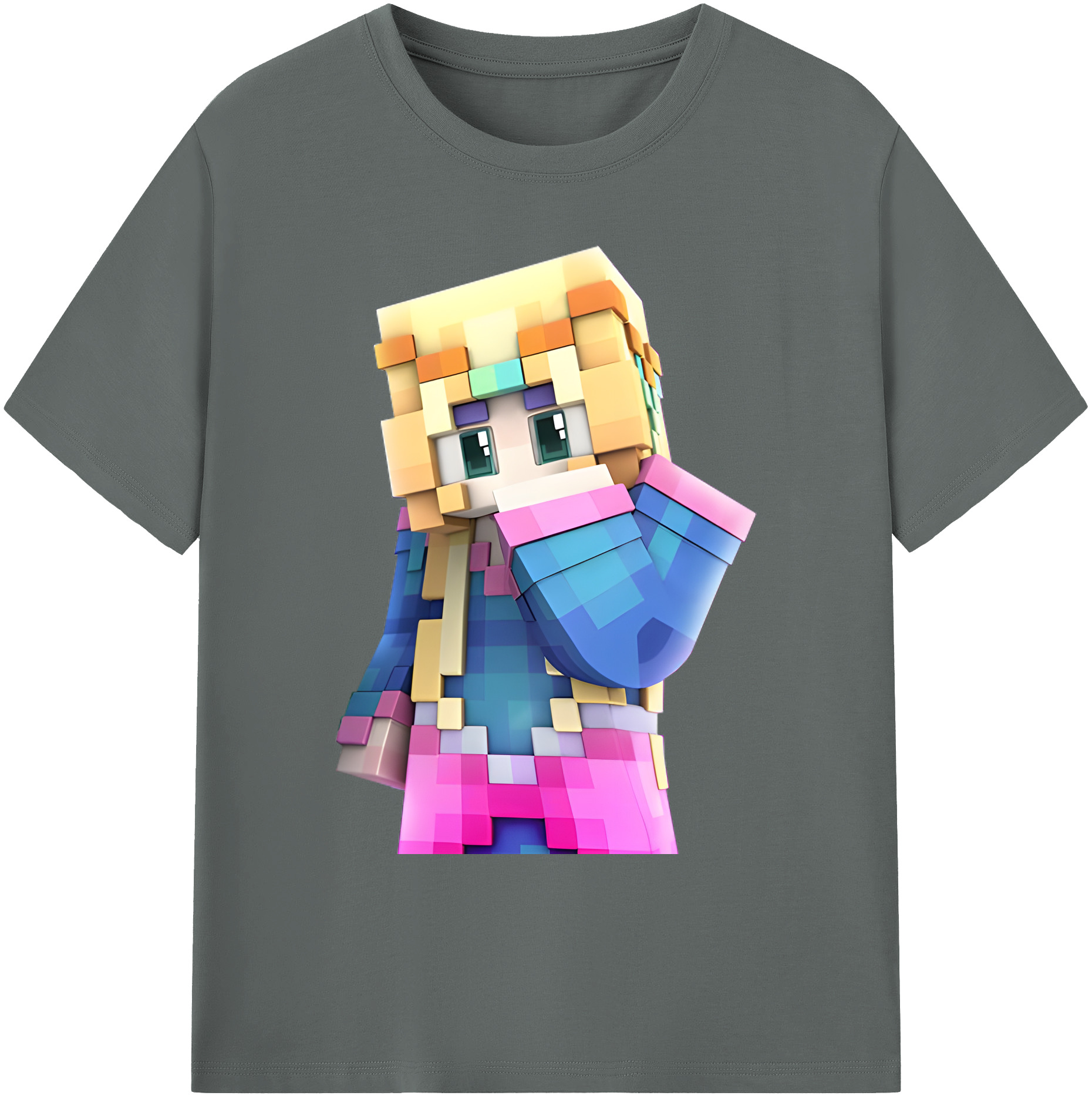 （画像用） マインクラフト ブロックの世界 Minecraft MC Block world 綿100％ メンズ半袖Tシャツ｜肌触りやわらか＆通気性